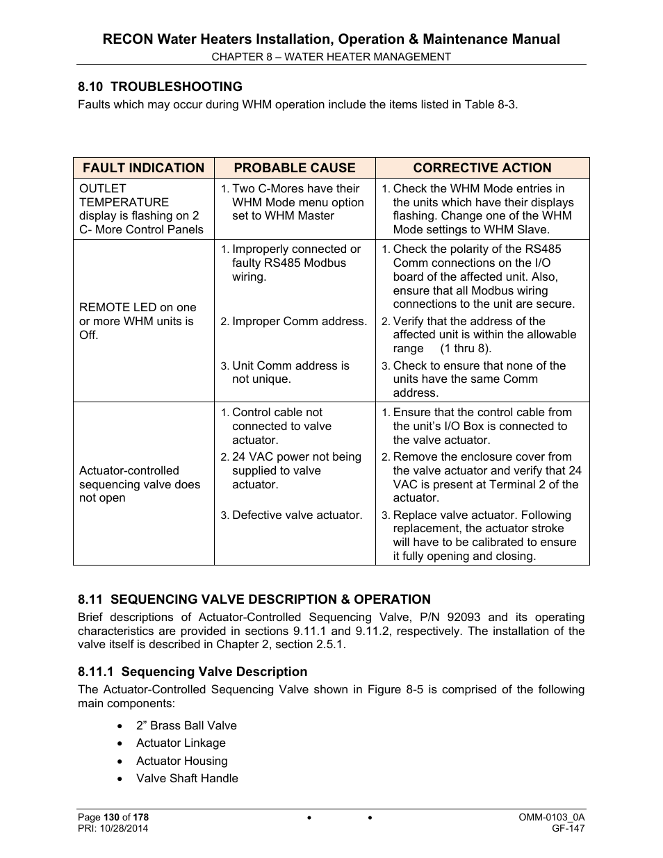 AERCO RECON 1000 User Manual | Page 130 / 178