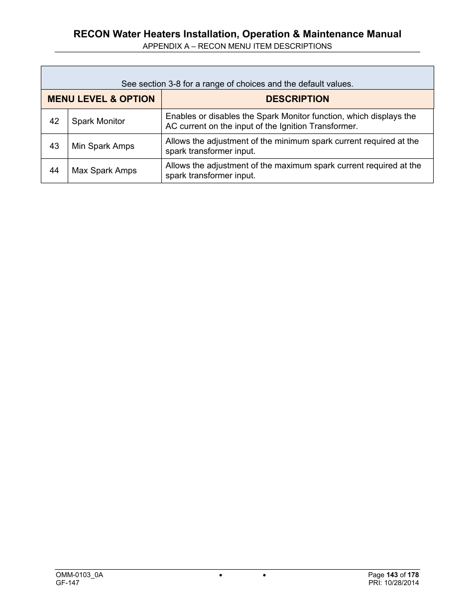 AERCO RECON 1000 User Manual | Page 143 / 178