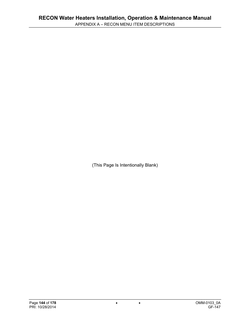 AERCO RECON 1000 User Manual | Page 144 / 178