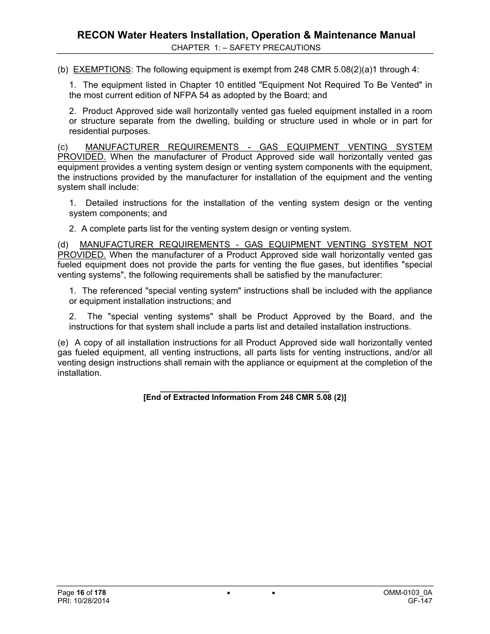 AERCO RECON 1000 User Manual | Page 16 / 178