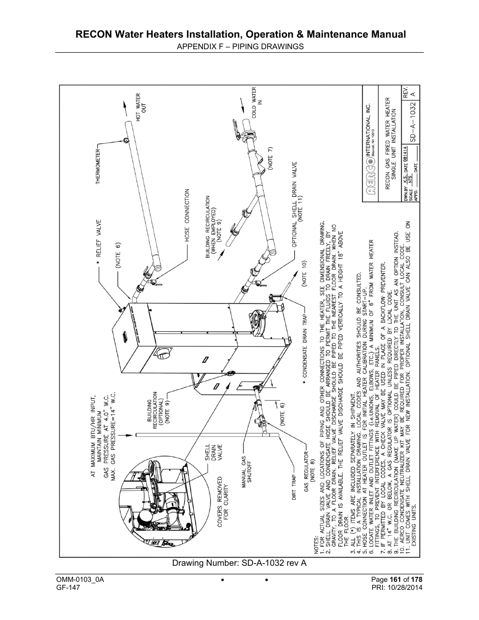 Appendix f – piping drawings | AERCO RECON 1000 User Manual | Page 161 / 178