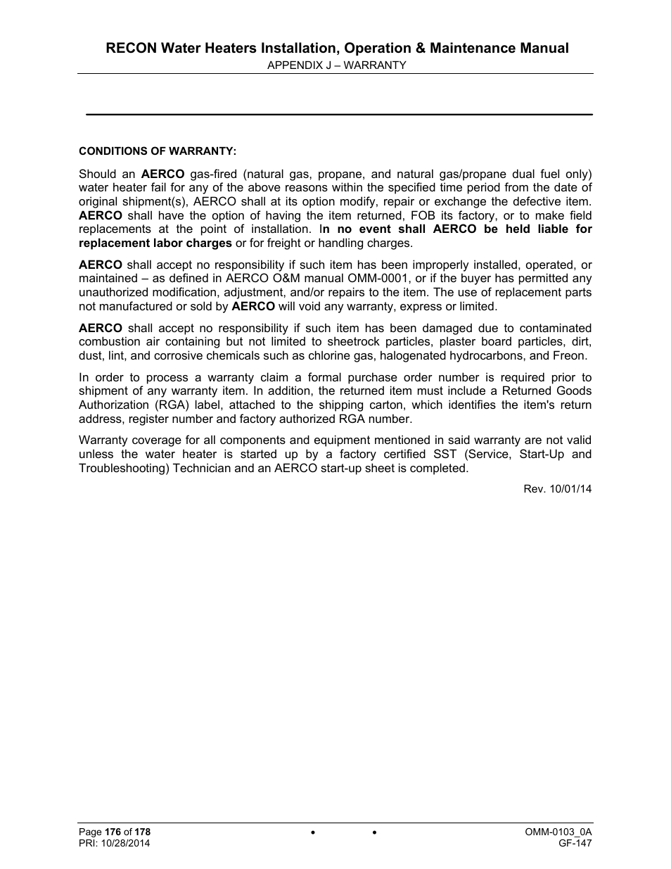 AERCO RECON 1000 User Manual | Page 176 / 178