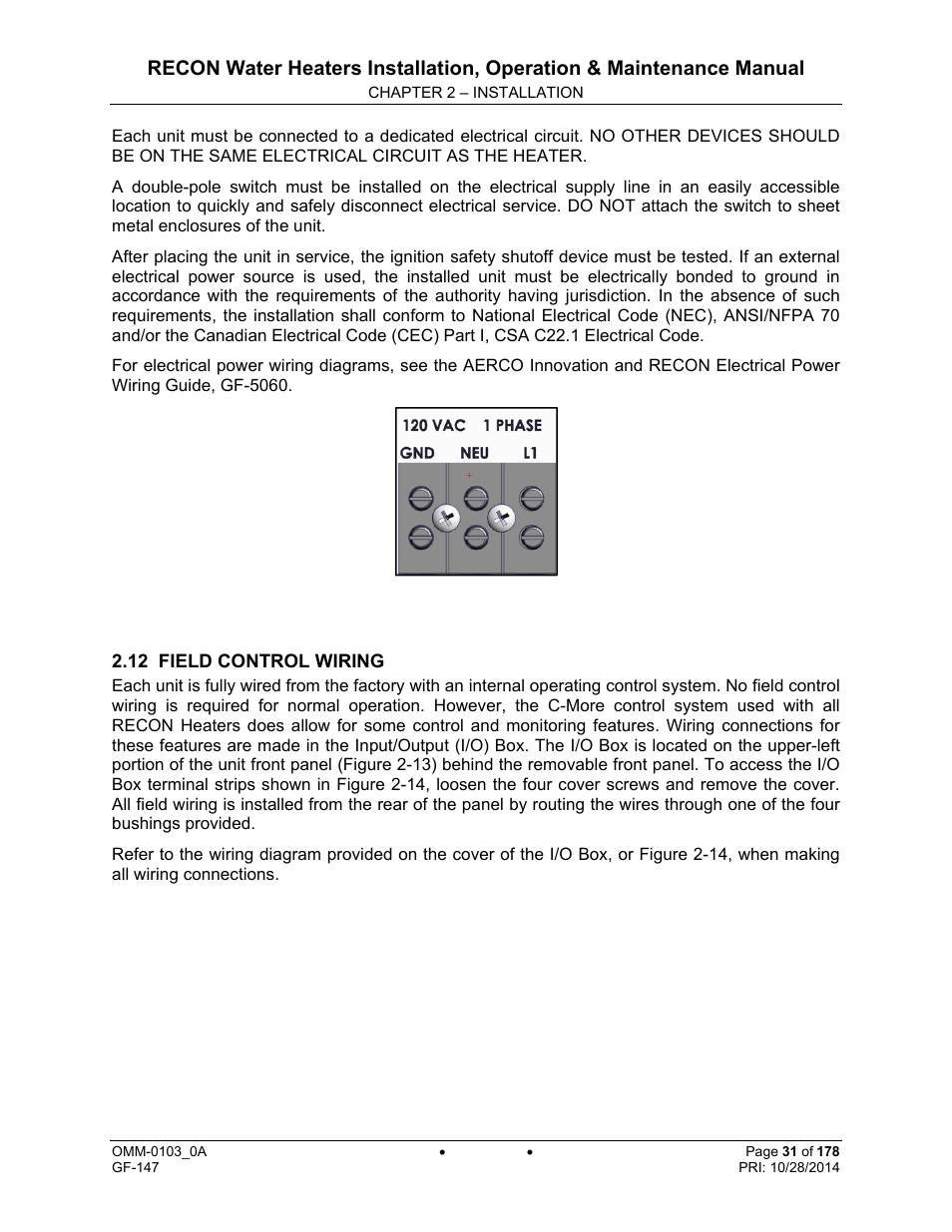 AERCO RECON 1000 User Manual | Page 31 / 178