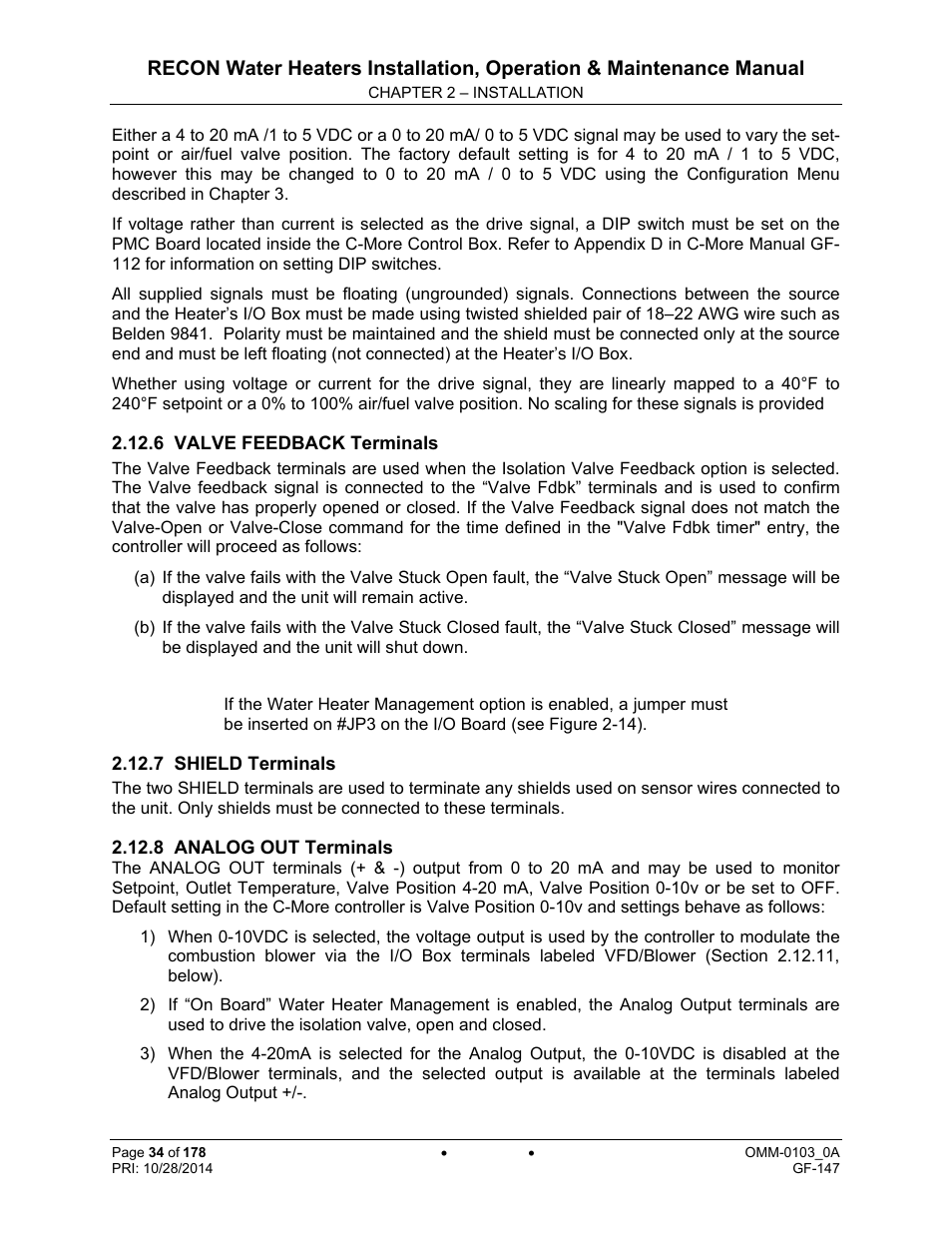 AERCO RECON 1000 User Manual | Page 34 / 178