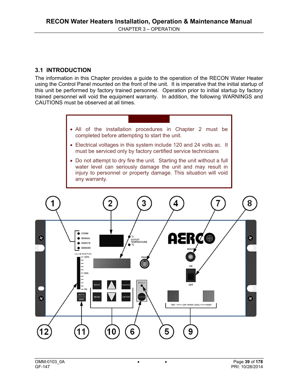 Chapter 3: operation | AERCO RECON 1000 User Manual | Page 39 / 178