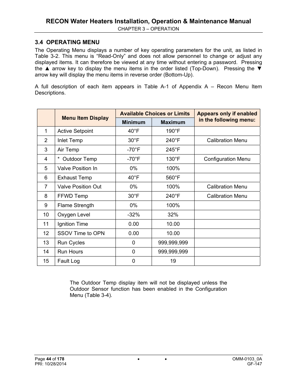AERCO RECON 1000 User Manual | Page 44 / 178