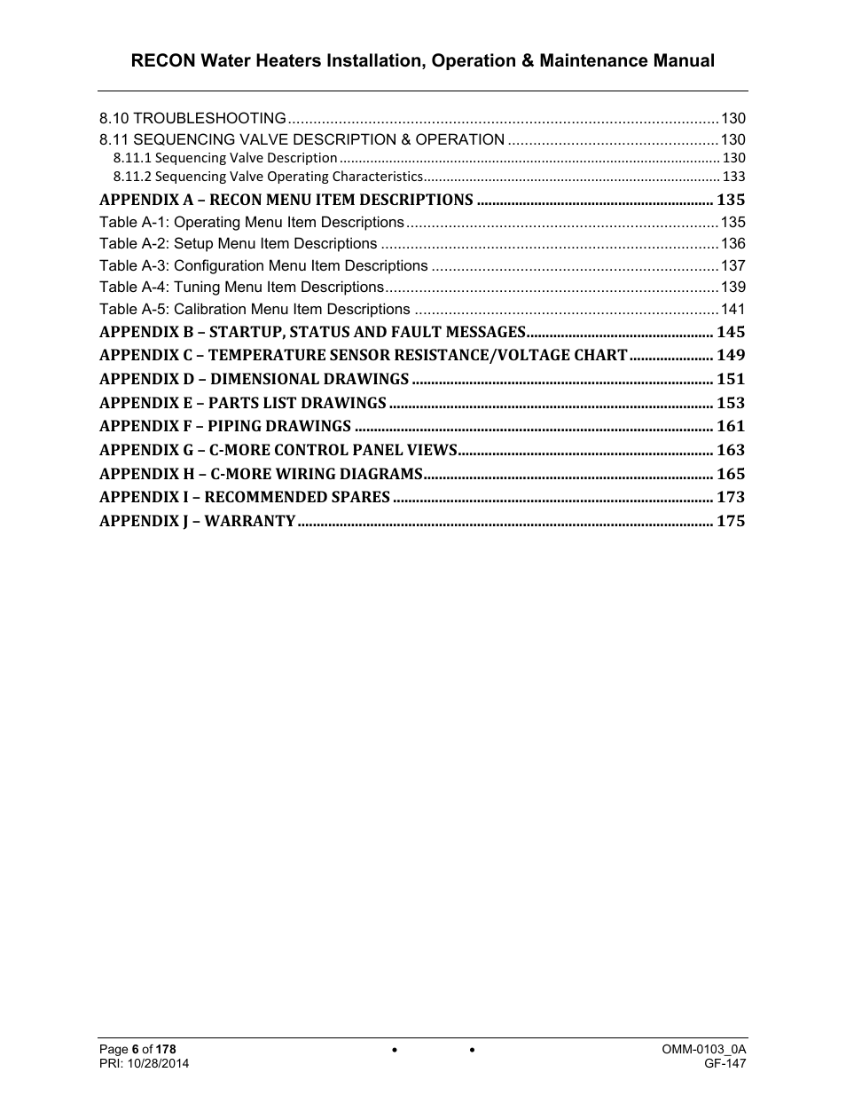 AERCO RECON 1000 User Manual | Page 6 / 178