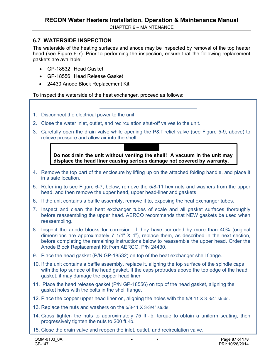 AERCO RECON 1000 User Manual | Page 87 / 178
