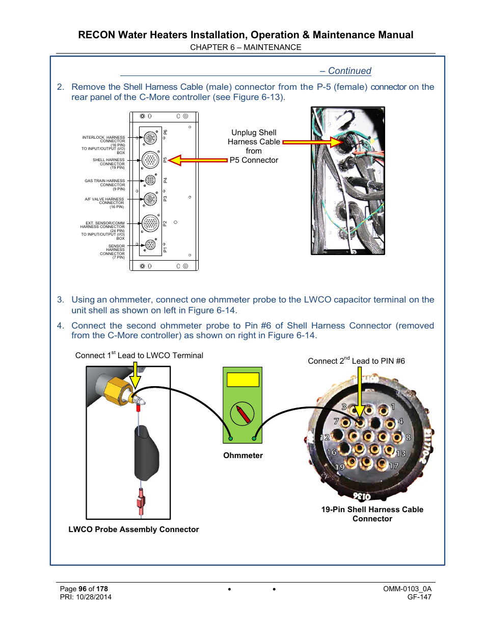 Lwco capacitor electrical short test – continued | AERCO RECON 1000 User Manual | Page 96 / 178