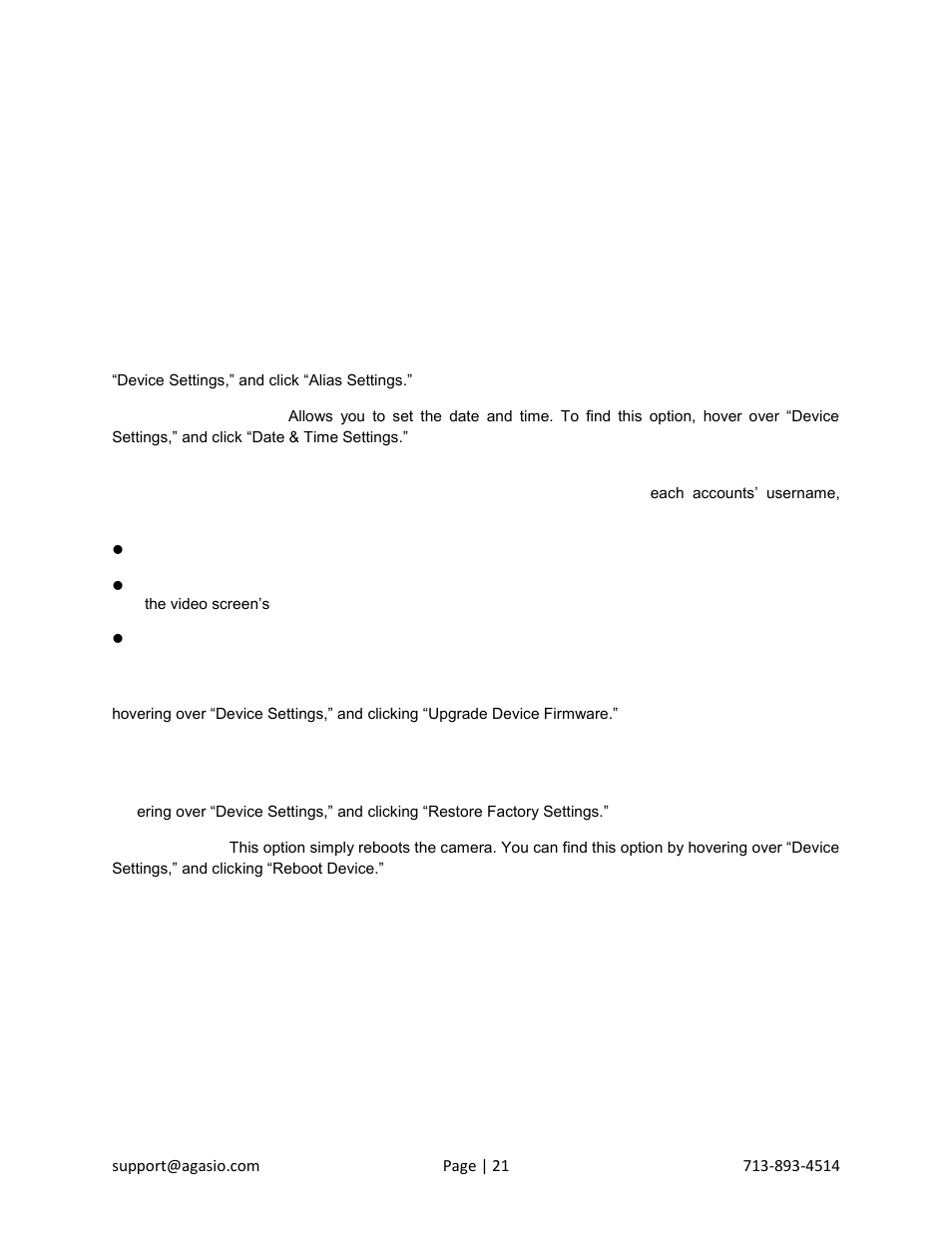 Administrative settings | Agasio A603W User Manual | Page 22 / 54