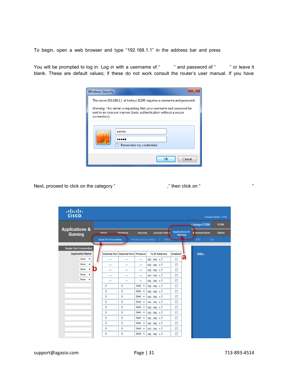 1 linksys routers | Agasio A603W User Manual | Page 32 / 54