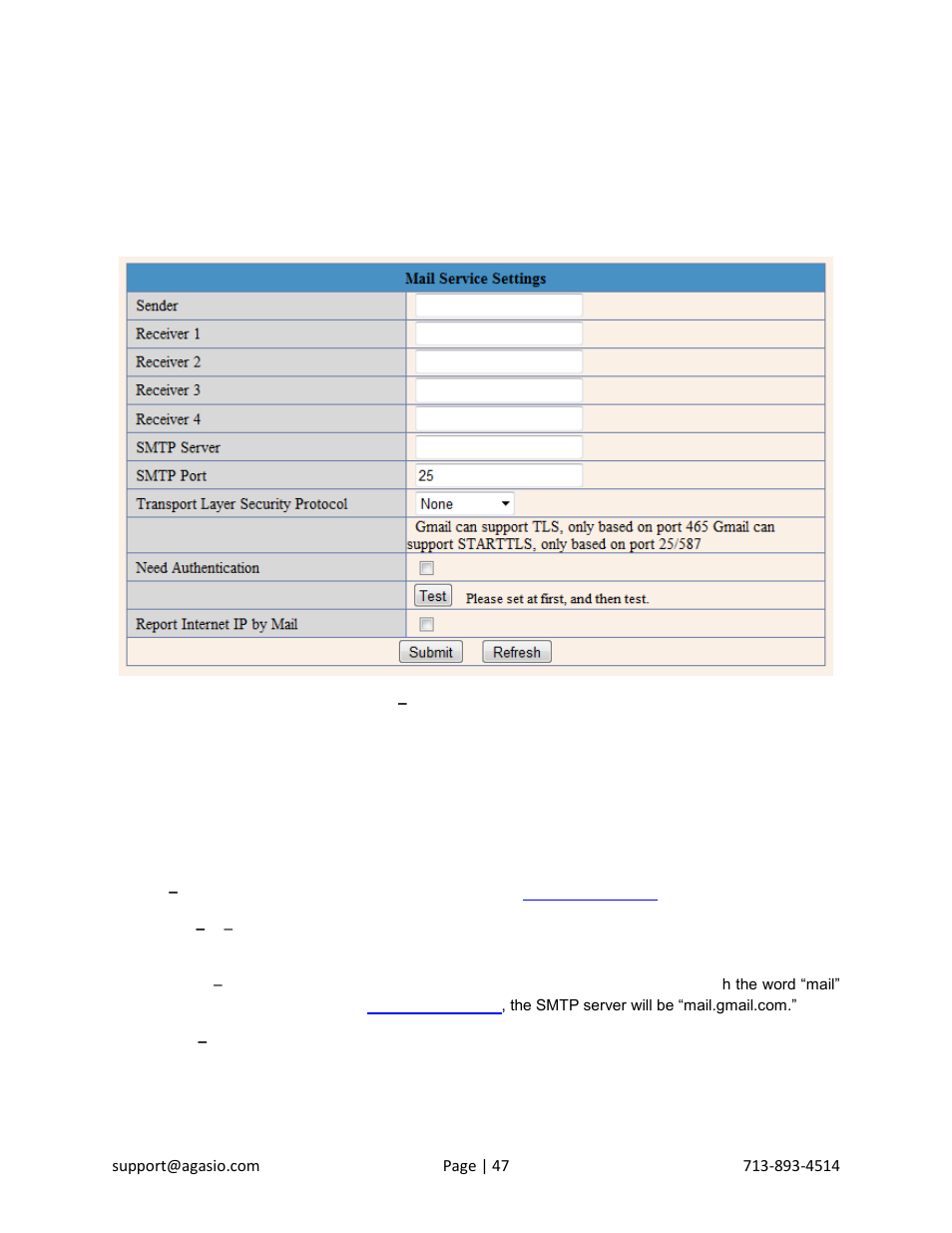 E-mail and ftp settings | Agasio A603W User Manual | Page 48 / 54
