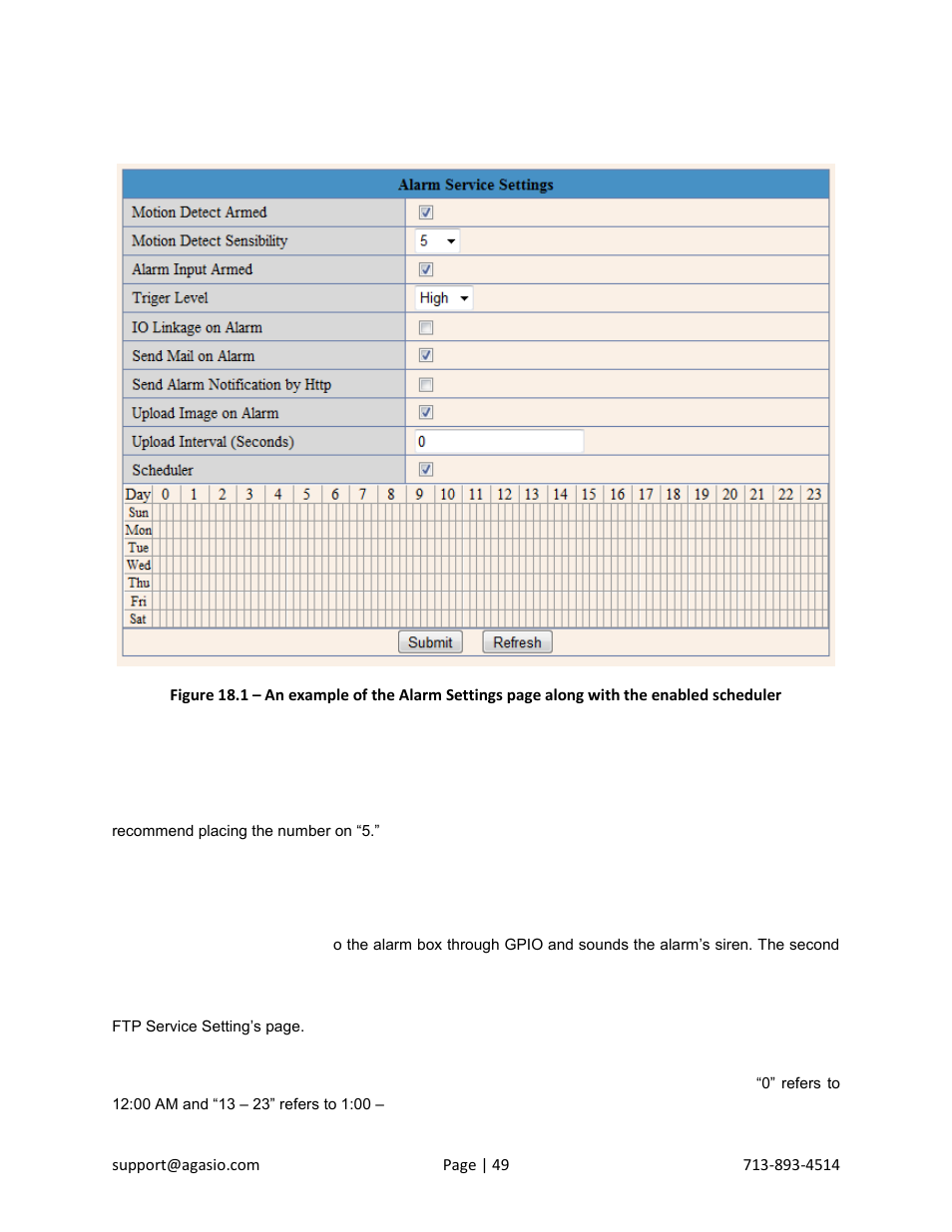 Alarm settings | Agasio A603W User Manual | Page 50 / 54