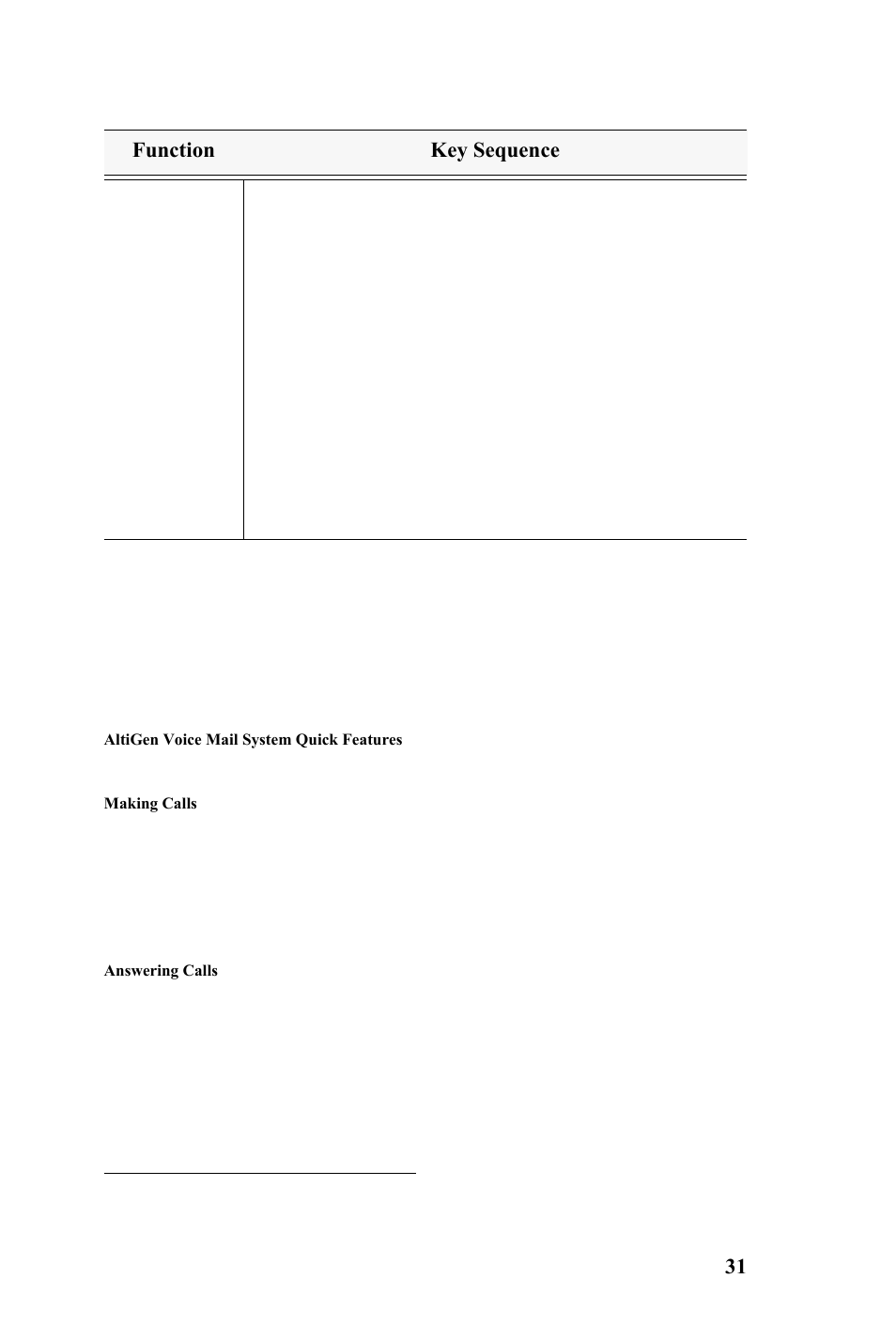 Feature codes, Altiserv feature codes, Function key sequence | AltiGen IP 710 User Manual | Page 39 / 56