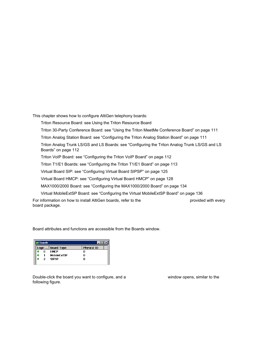 Board configuration, Configuring boards, Hapter | AltiGen MAXCS 7.0 Update 1 ACM Administration User Manual | Page 125 / 446