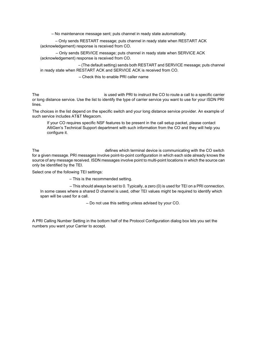 Setting the nsf, Setting a tei, Setting pri calling numbers | AltiGen MAXCS 7.0 Update 1 ACM Administration User Manual | Page 139 / 446