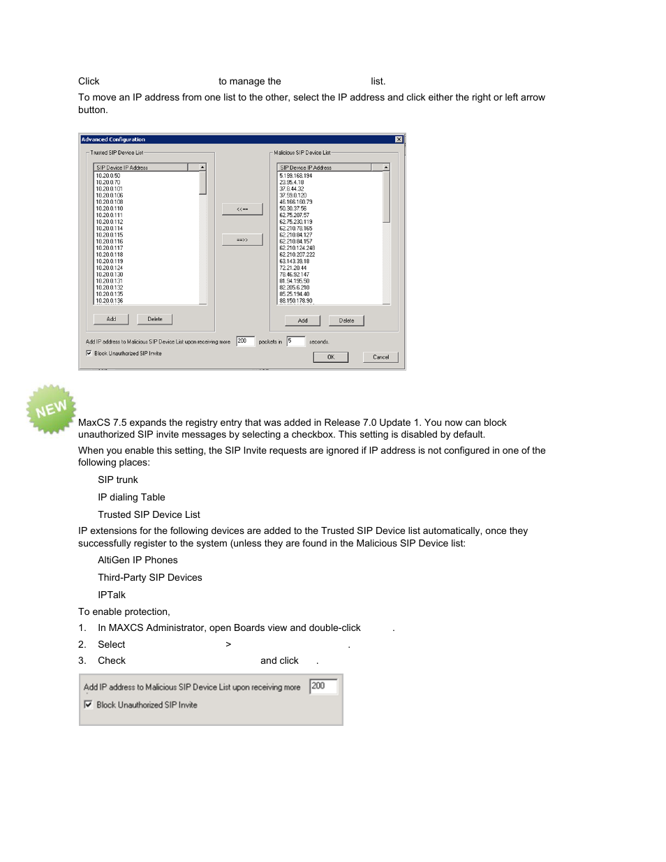 Block unauthorized sip invite messages | AltiGen MAXCS 7.0 Update 1 ACM Administration User Manual | Page 143 / 446