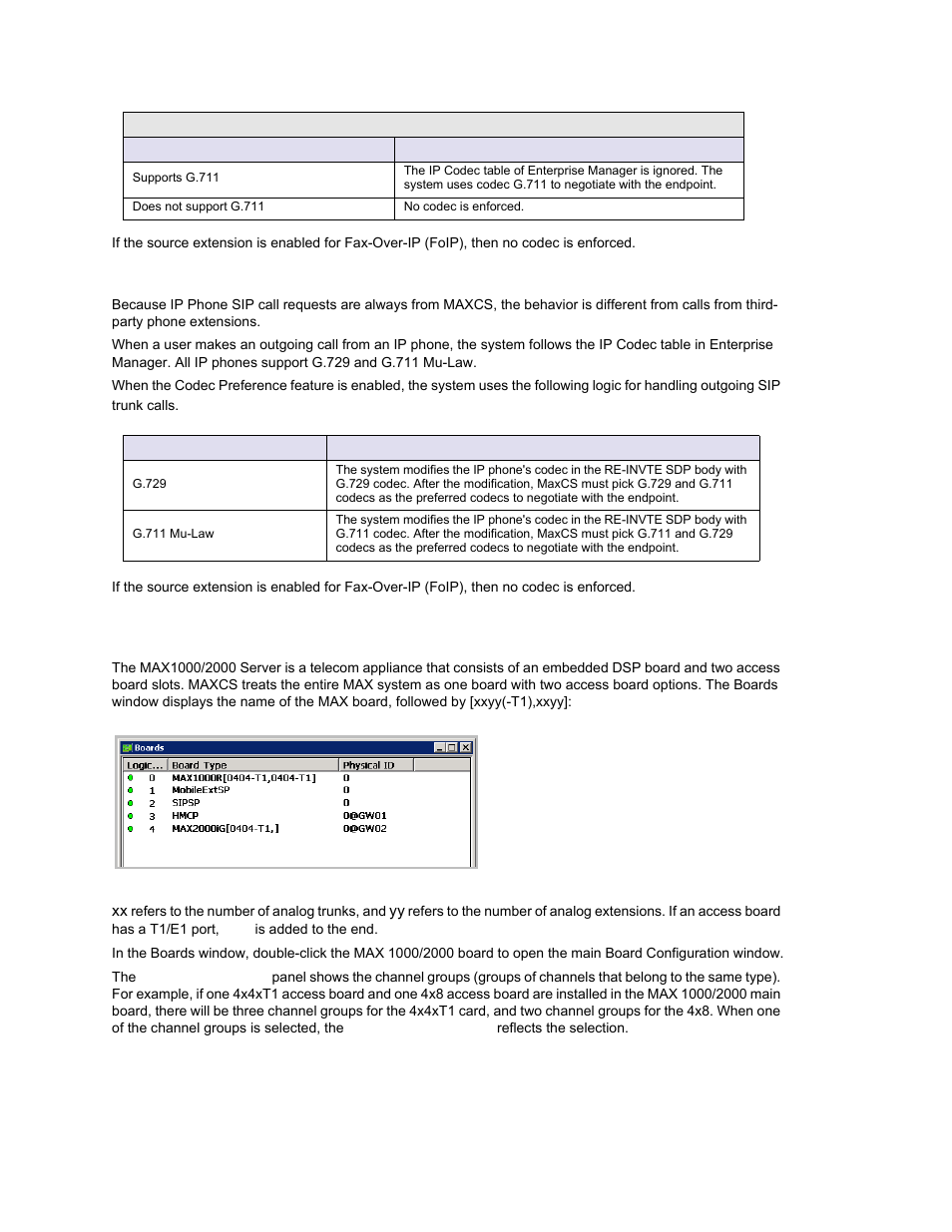 Codec preference - outgoing calls, ip phones, Configuring the max1000/2000 board | AltiGen MAXCS 7.0 Update 1 ACM Administration User Manual | Page 150 / 446