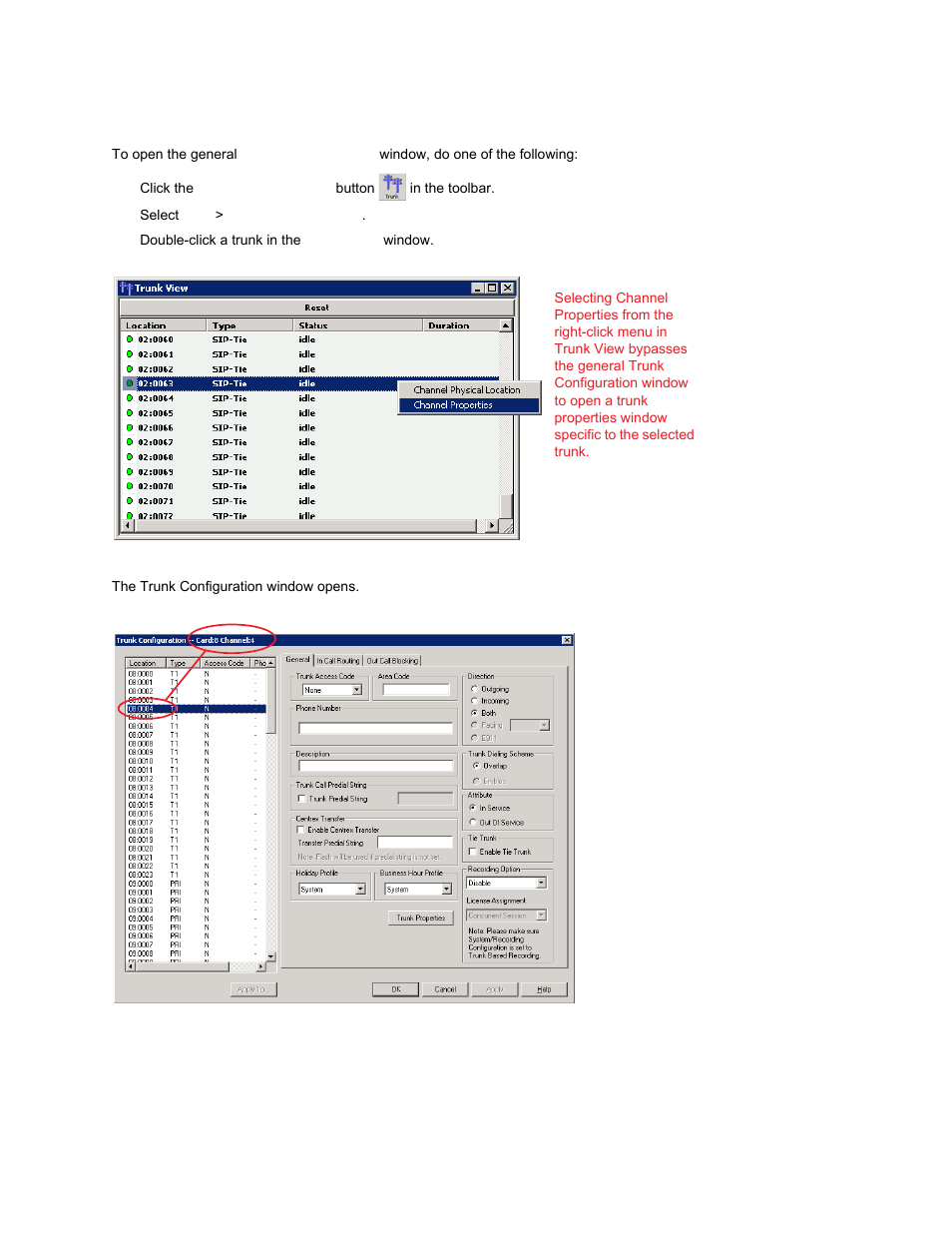 Opening the trunk configuration window | AltiGen MAXCS 7.0 Update 1 ACM Administration User Manual | Page 154 / 446