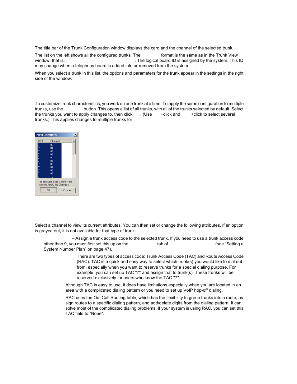 Selecting trunks to set attributes, Configuring one or multiple trunks, Setting general trunk attributes | AltiGen MAXCS 7.0 Update 1 ACM Administration User Manual | Page 155 / 446