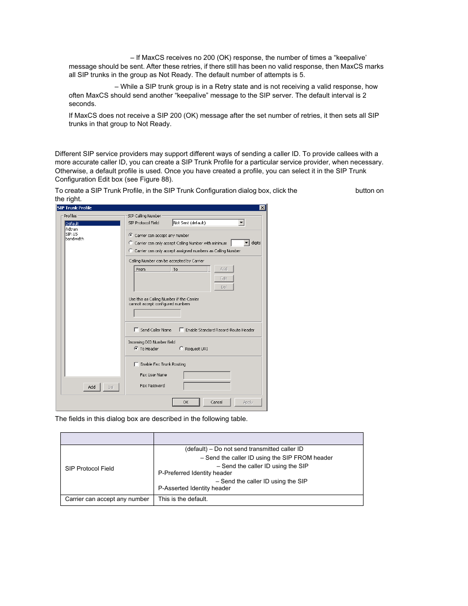 Creating a sip trunk profile | AltiGen MAXCS 7.0 Update 1 ACM Administration User Manual | Page 162 / 446