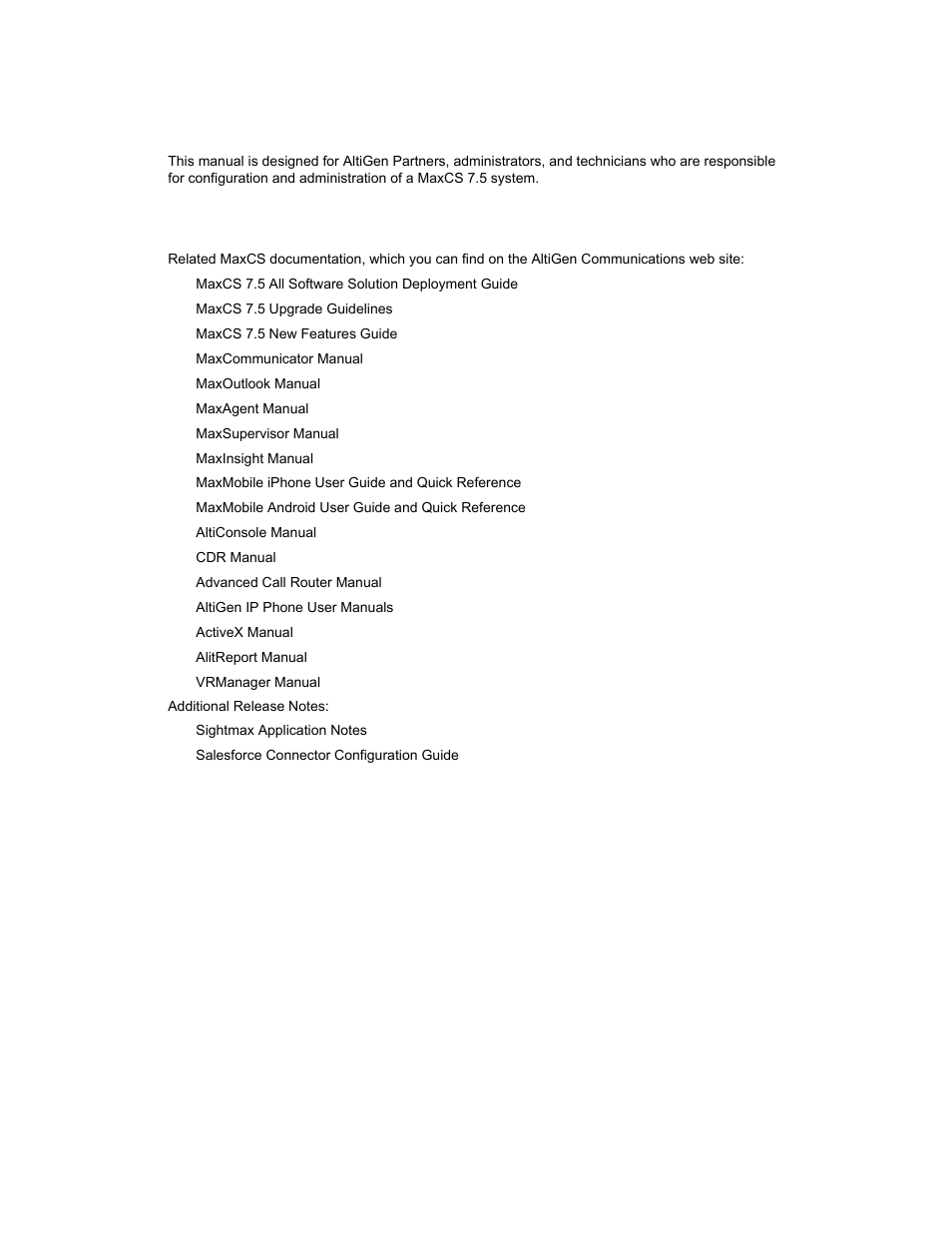 About this documentation, Bout, Ocumentation | Related publications | AltiGen MAXCS 7.0 Update 1 ACM Administration User Manual | Page 17 / 446