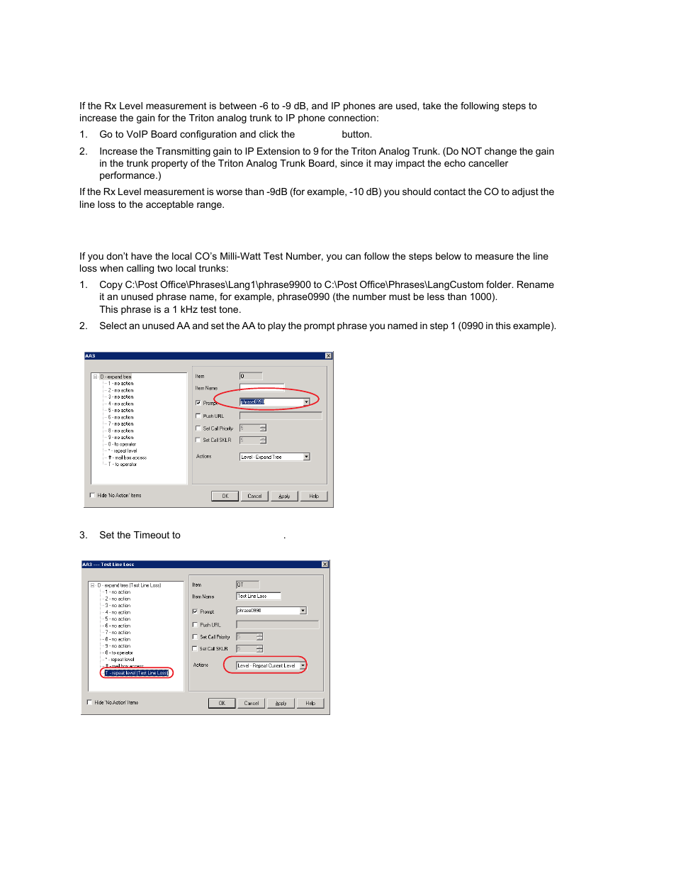 If you need to improve the rx level, If you don’t have the milli-watt test number | AltiGen MAXCS 7.0 Update 1 ACM Administration User Manual | Page 170 / 446