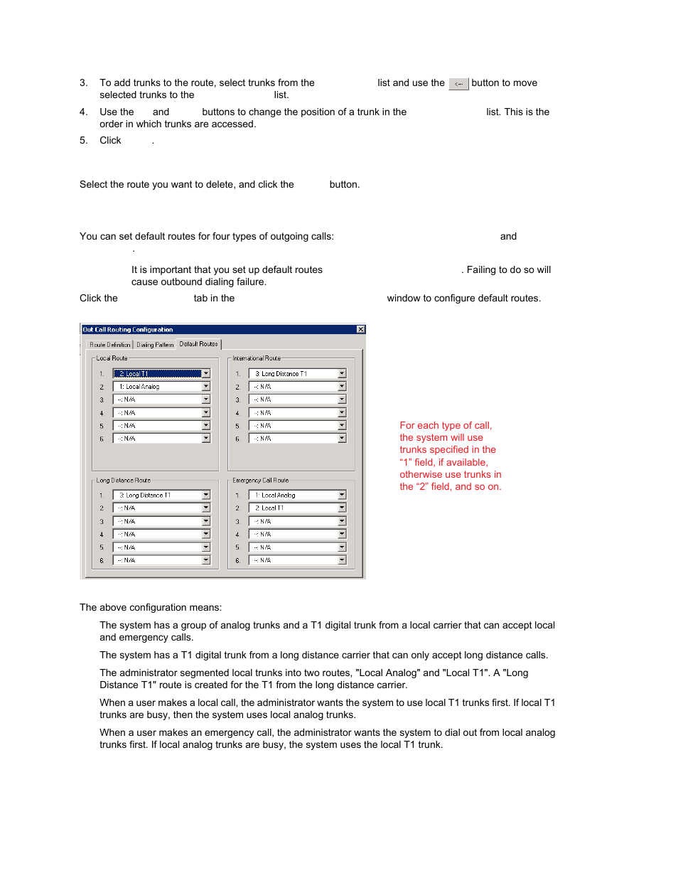 Deleting a route, Setting default routes | AltiGen MAXCS 7.0 Update 1 ACM Administration User Manual | Page 184 / 446