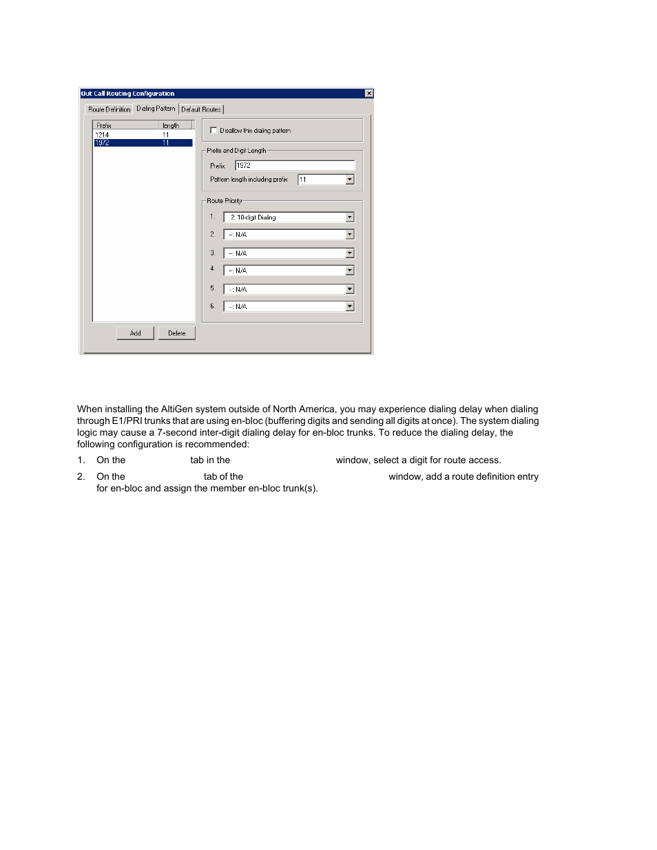 Resolving dialing delay: non-usa/canada countries | AltiGen MAXCS 7.0 Update 1 ACM Administration User Manual | Page 188 / 446