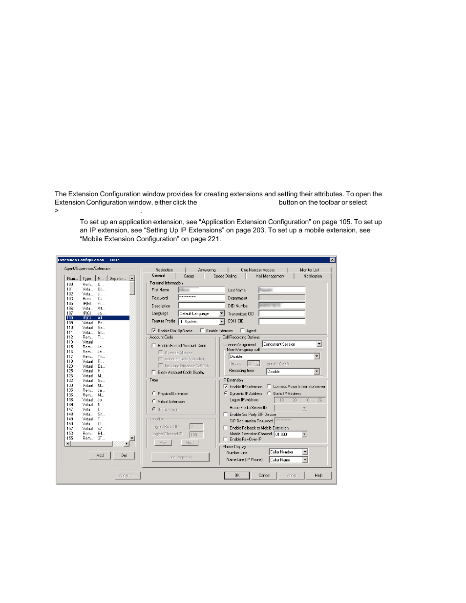 Extension configuration, Hapter | AltiGen MAXCS 7.0 Update 1 ACM Administration User Manual | Page 191 / 446