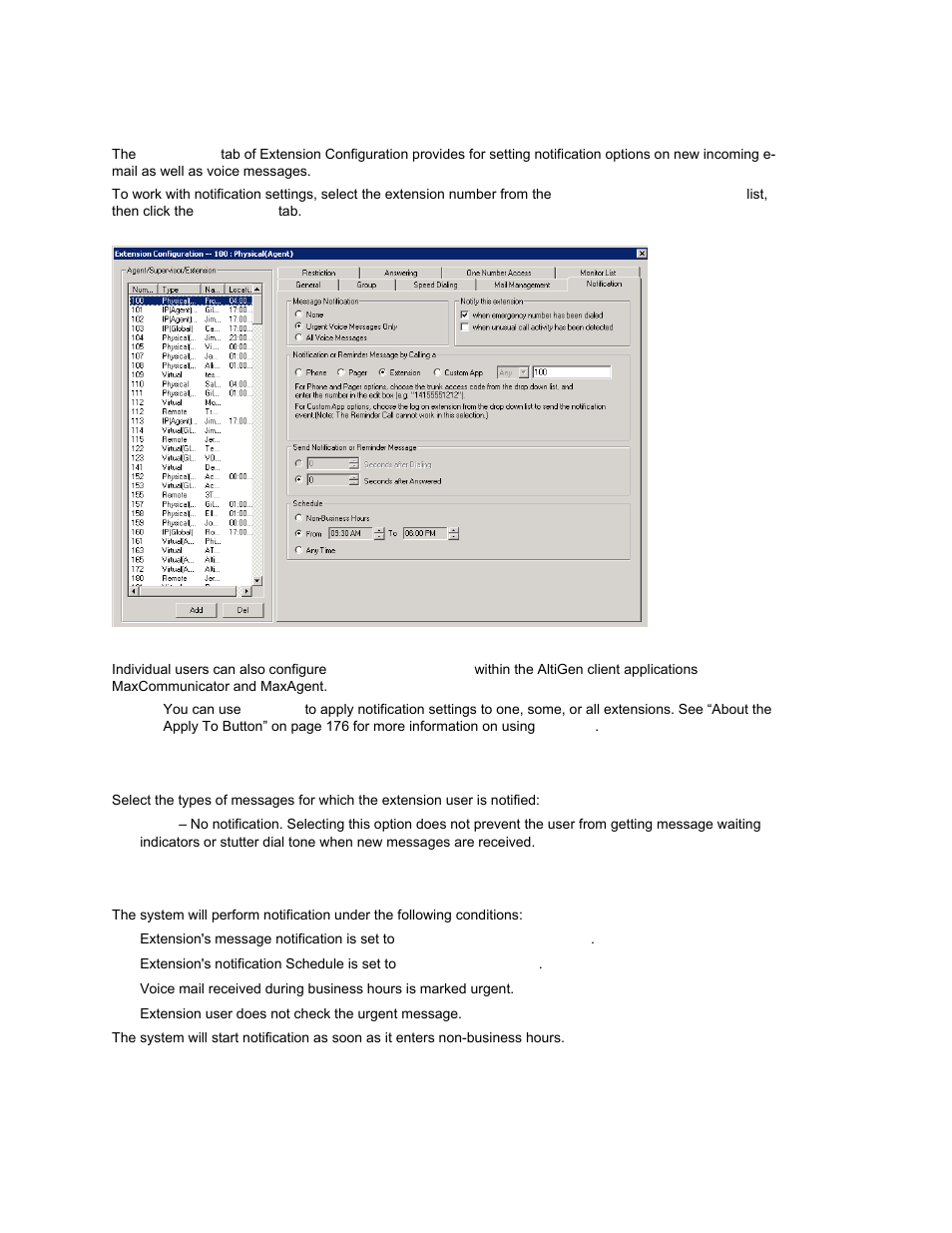 Setting message notification options, Setting the message types for notification | AltiGen MAXCS 7.0 Update 1 ACM Administration User Manual | Page 206 / 446