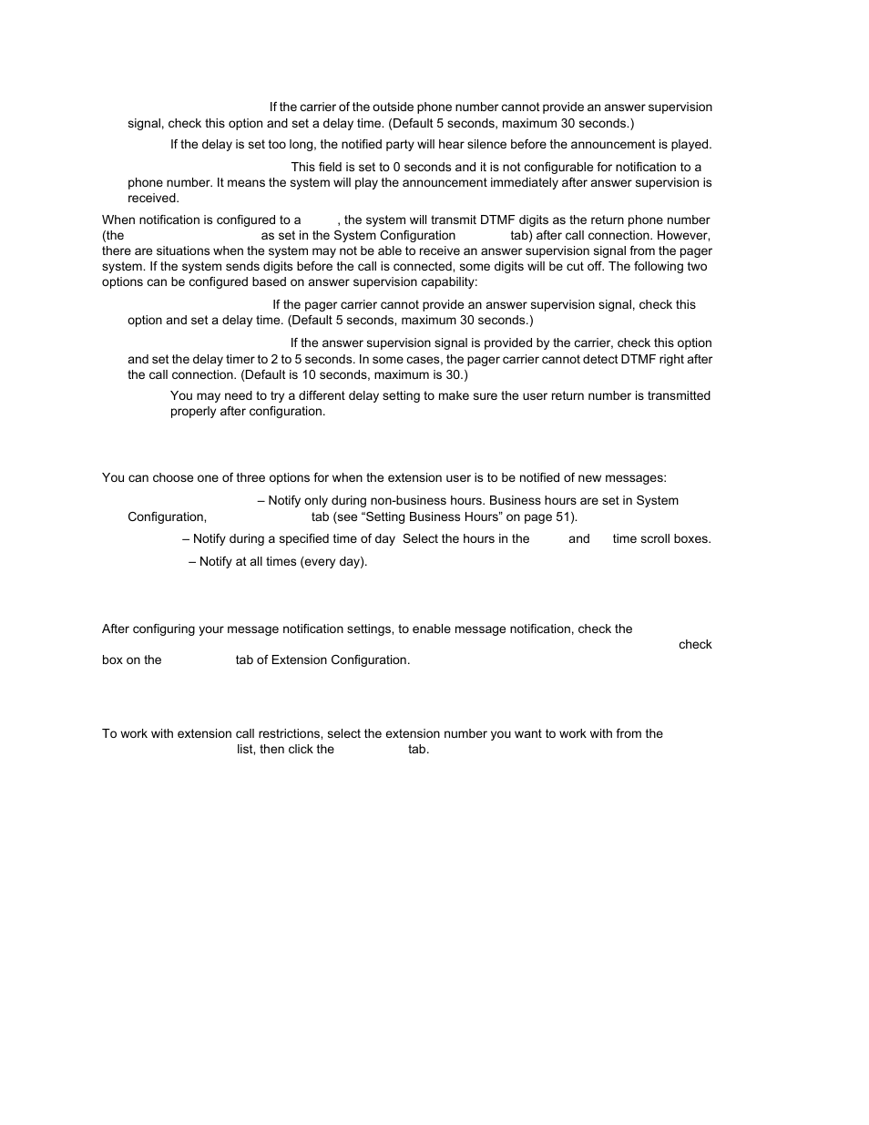 Setting notification business hours, Enabling message notification, Configuring calling restrictions | AltiGen MAXCS 7.0 Update 1 ACM Administration User Manual | Page 209 / 446