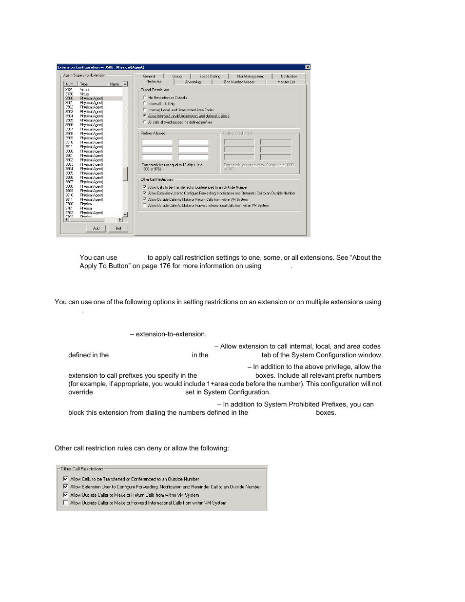 Setting call restriction options, Setting other call restrictions | AltiGen MAXCS 7.0 Update 1 ACM Administration User Manual | Page 210 / 446