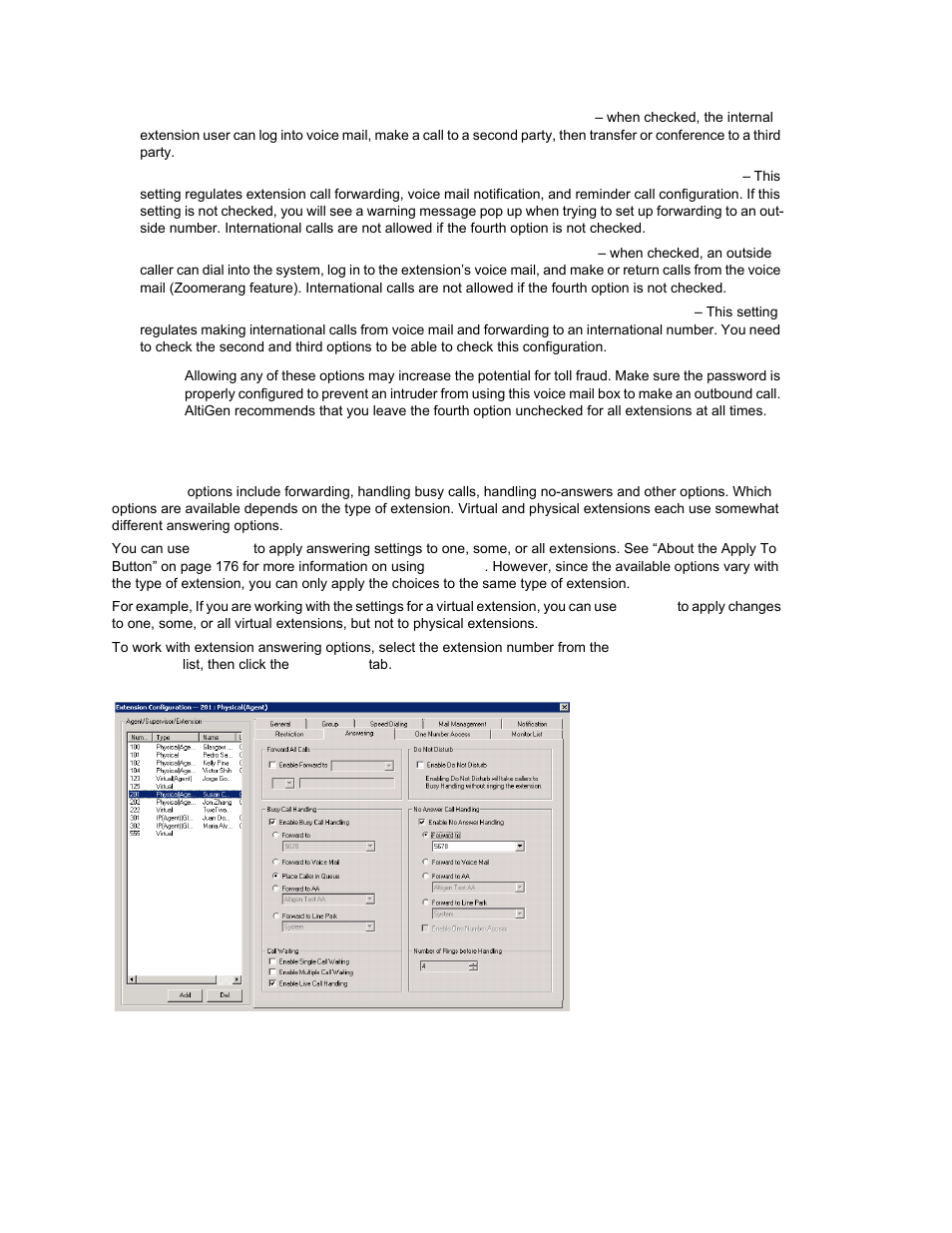 Setting answering options | AltiGen MAXCS 7.0 Update 1 ACM Administration User Manual | Page 211 / 446