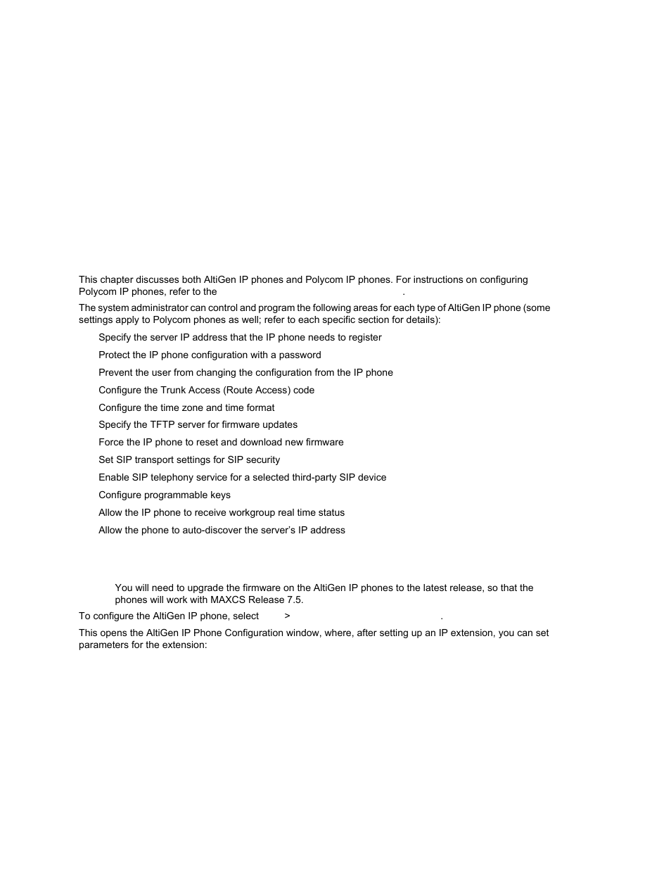 Ip phone configuration, Configuring the altigen ip phone, Hapter | AltiGen MAXCS 7.0 Update 1 ACM Administration User Manual | Page 227 / 446