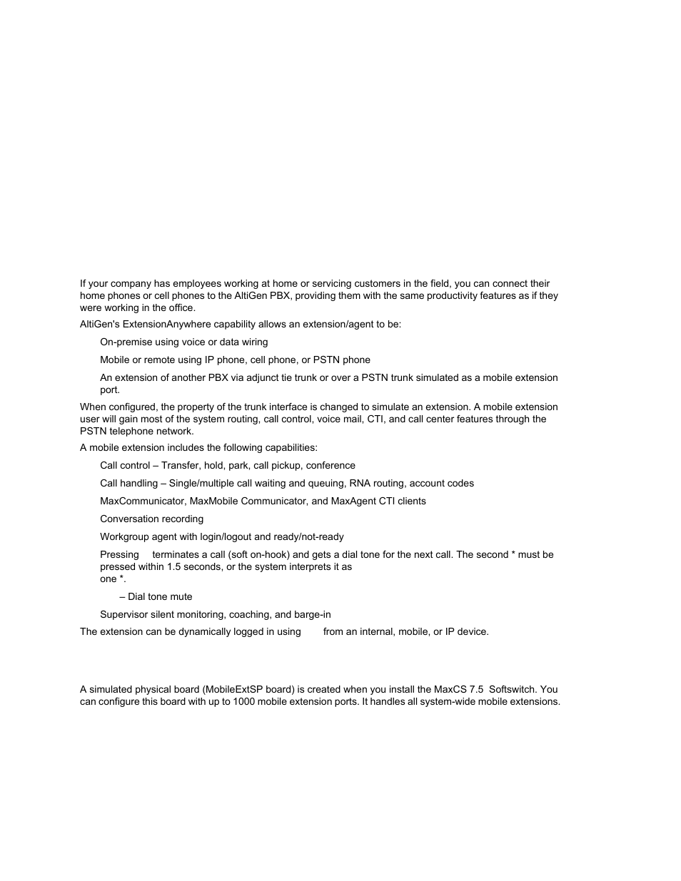 Mobile extension configuration, Mobileextsp board overview, Hapter | AltiGen MAXCS 7.0 Update 1 ACM Administration User Manual | Page 237 / 446