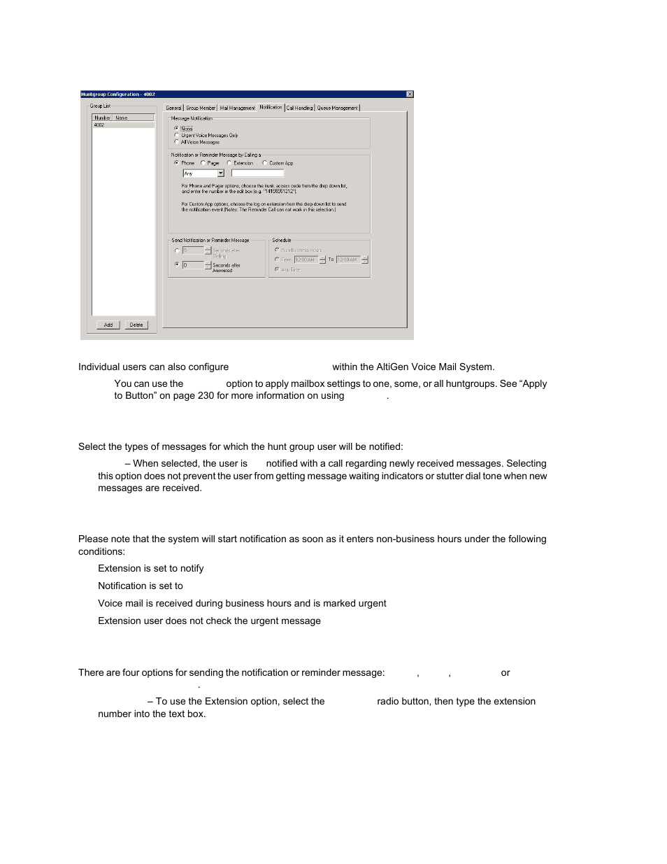 Setting the message types for notification, Setting the type of notification | AltiGen MAXCS 7.0 Update 1 ACM Administration User Manual | Page 252 / 446