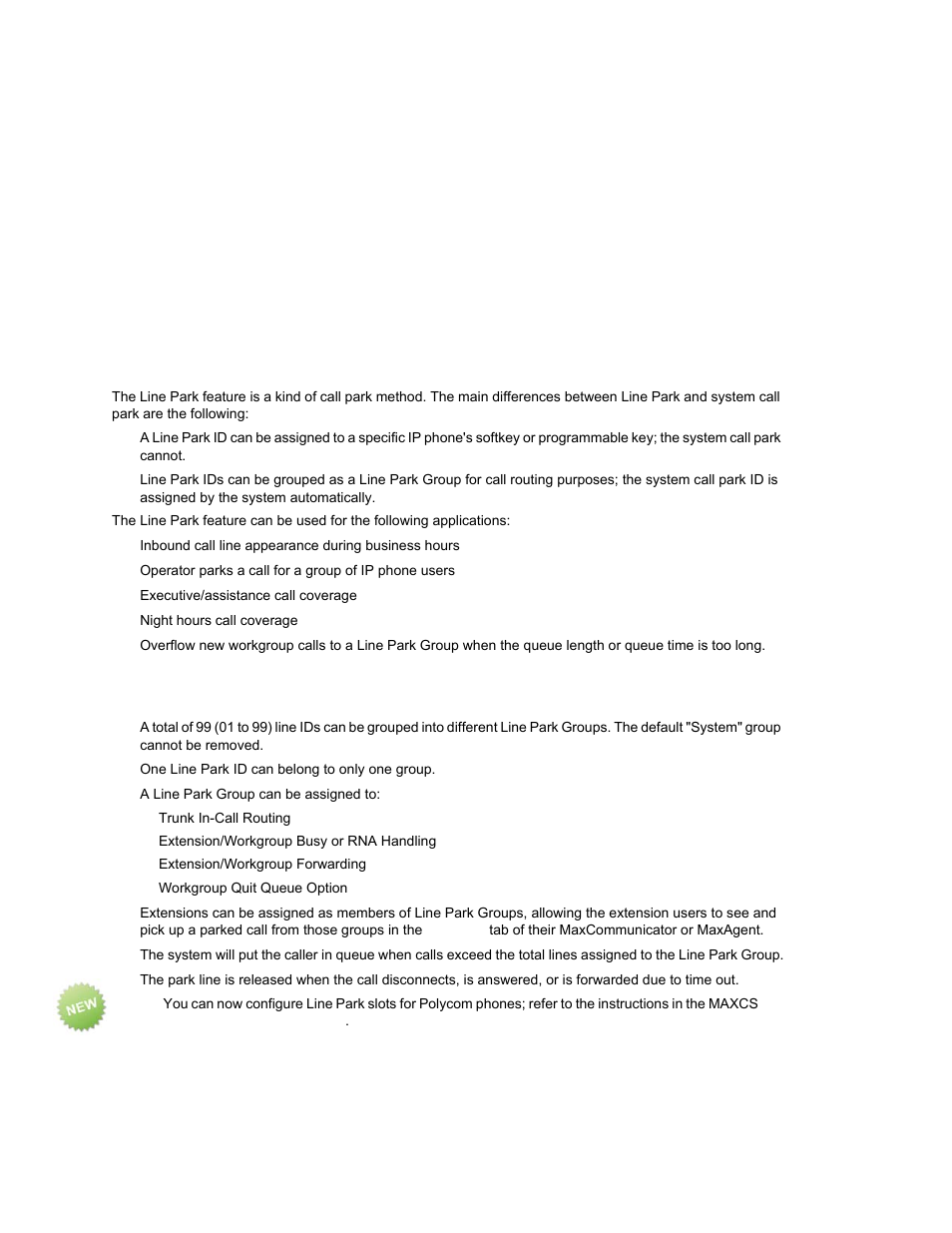 Line park configuration, Implementation notes, Hapter | Line park | AltiGen MAXCS 7.0 Update 1 ACM Administration User Manual | Page 265 / 446