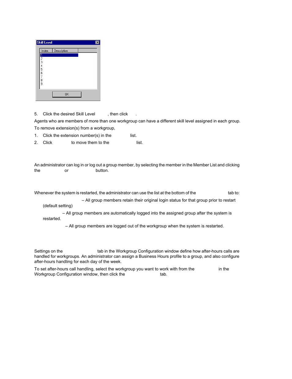 Log in/out a group member, Setting login status for system restart, Setting business hours | AltiGen MAXCS 7.0 Update 1 ACM Administration User Manual | Page 275 / 446