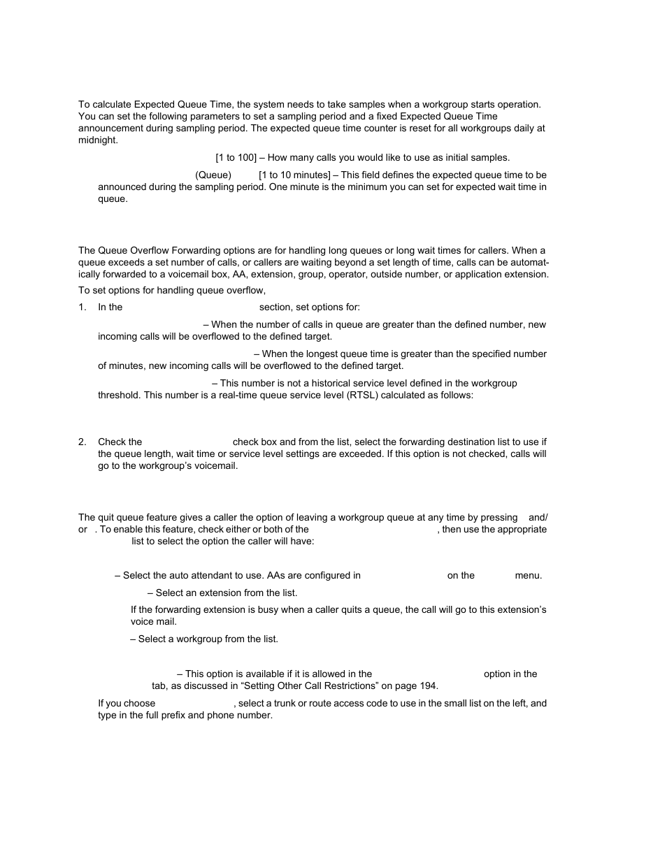 Expected wait time sampling, Queue overflow forwarding, Quit queue option | AltiGen MAXCS 7.0 Update 1 ACM Administration User Manual | Page 291 / 446