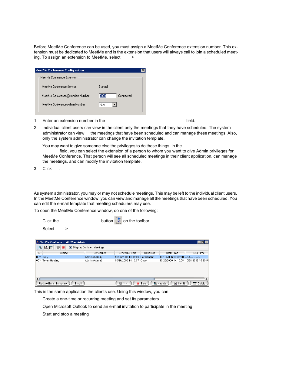 Setting the meetme conference extension, Meetme conference window | AltiGen MAXCS 7.0 Update 1 ACM Administration User Manual | Page 300 / 446