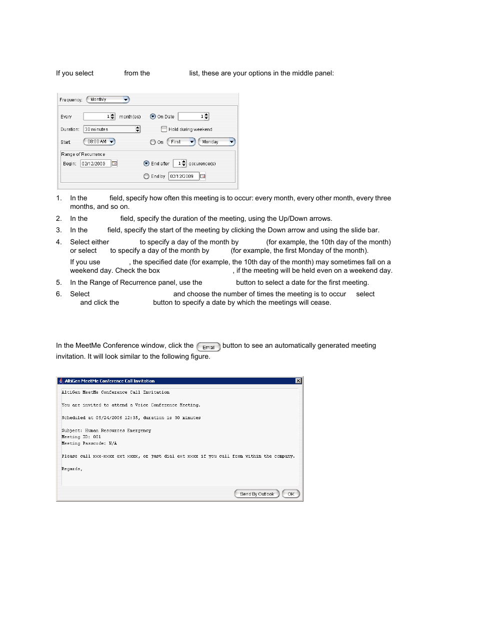 Monthly meeting, E-mailing a meeting invitation | AltiGen MAXCS 7.0 Update 1 ACM Administration User Manual | Page 304 / 446