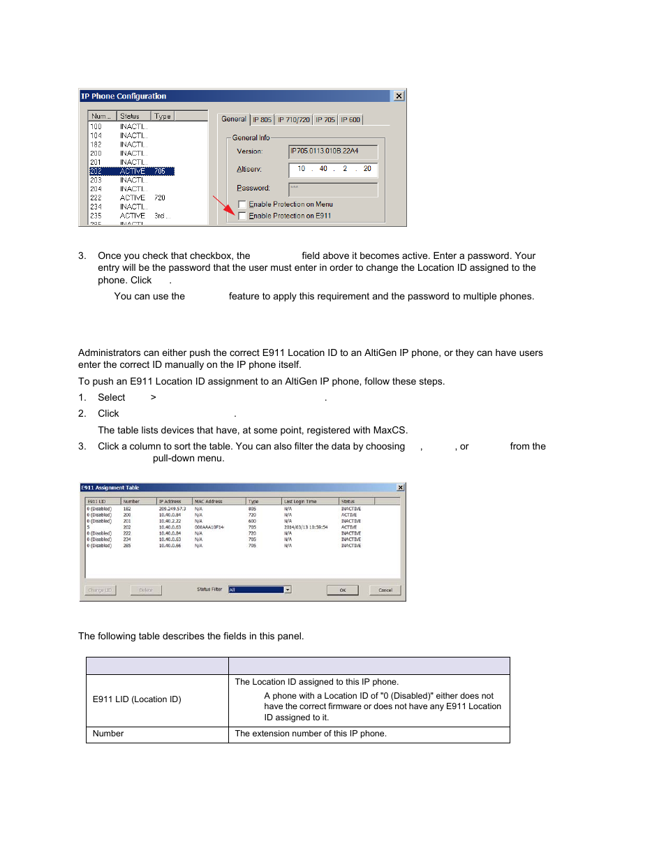 Assigning e911 locations on altigen ip phones | AltiGen MAXCS 7.0 Update 1 ACM Administration User Manual | Page 312 / 446