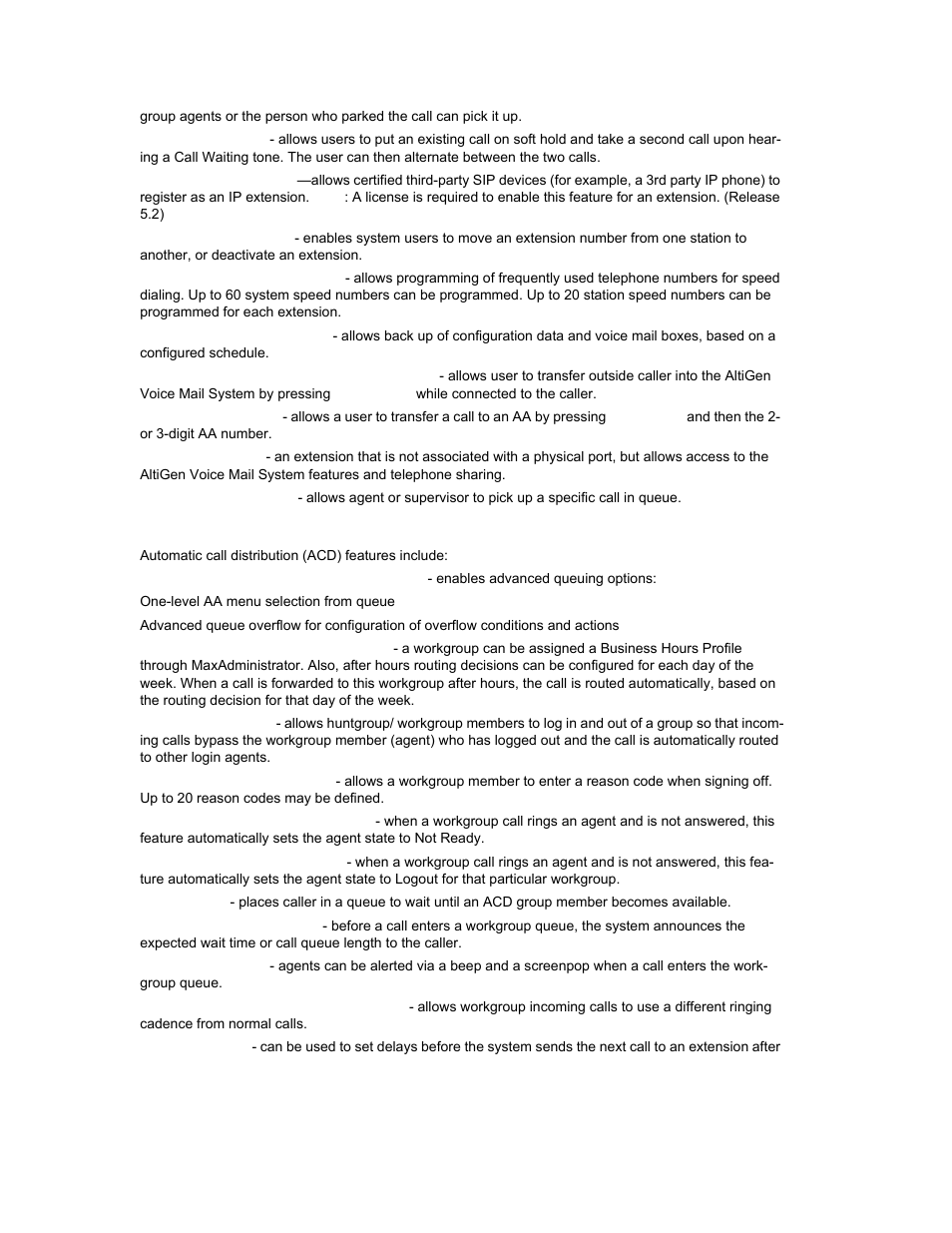 Automatic call distribution features | AltiGen MAXCS 7.0 Update 1 ACM Administration User Manual | Page 32 / 446