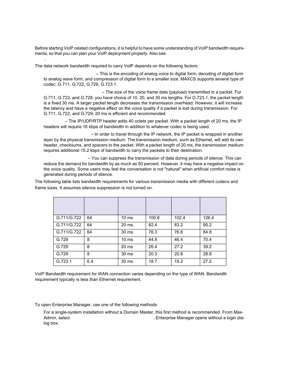 Understanding voip bandwidth requirements, Opening enterprise manager | AltiGen MAXCS 7.0 Update 1 ACM Administration User Manual | Page 324 / 446