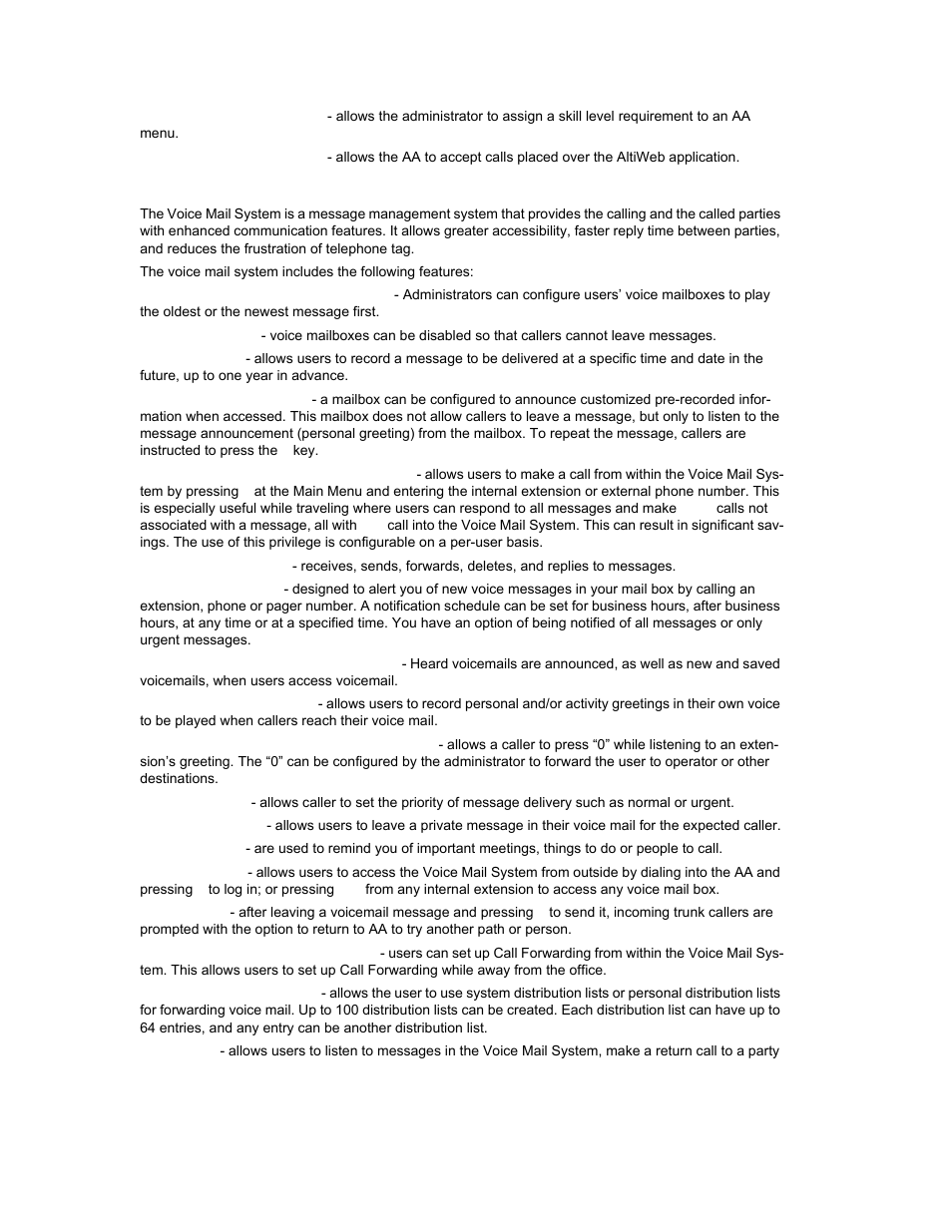 Voice mail features | AltiGen MAXCS 7.0 Update 1 ACM Administration User Manual | Page 35 / 446