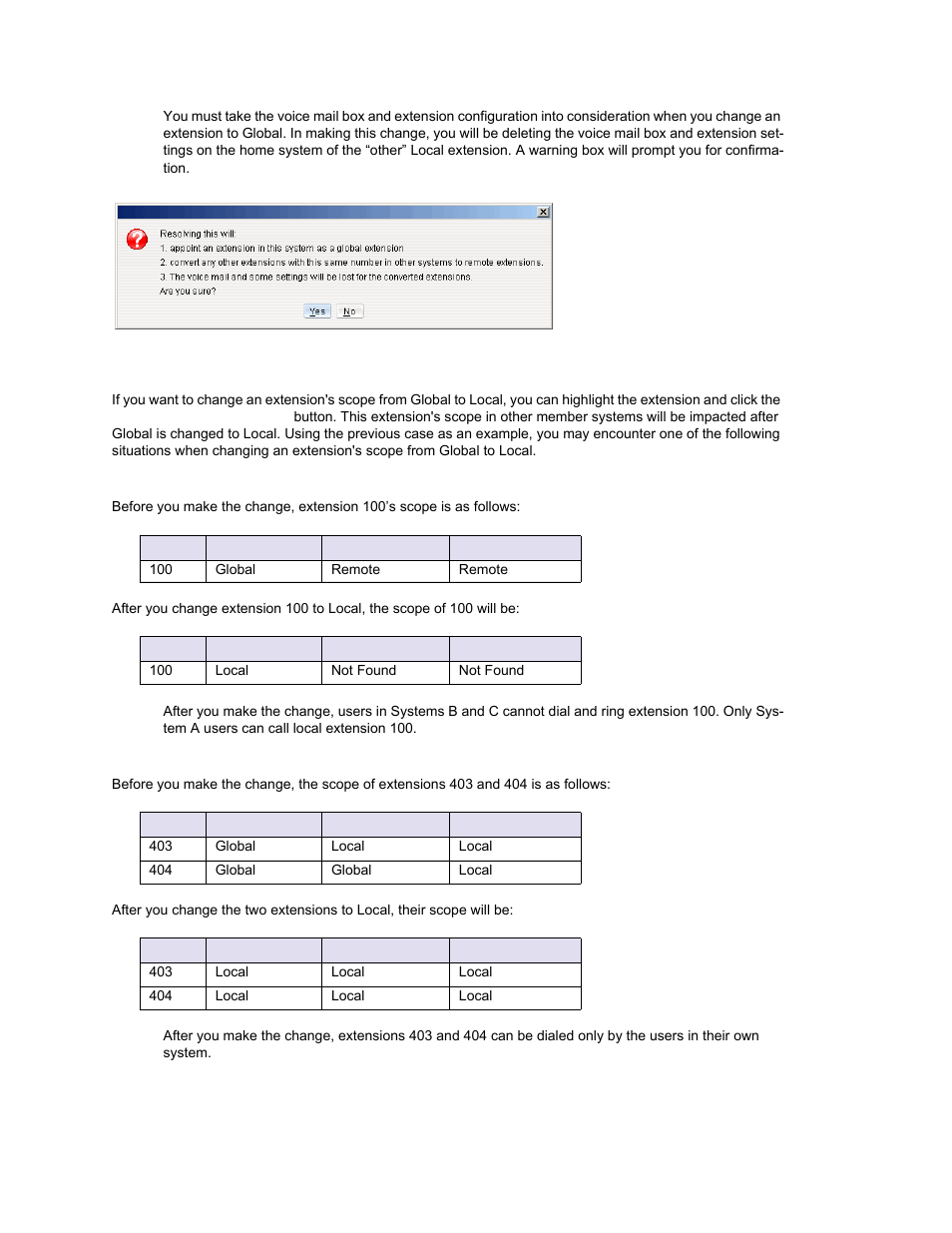 Changing an extension’s scope from global to local | AltiGen MAXCS 7.0 Update 1 ACM Administration User Manual | Page 351 / 446