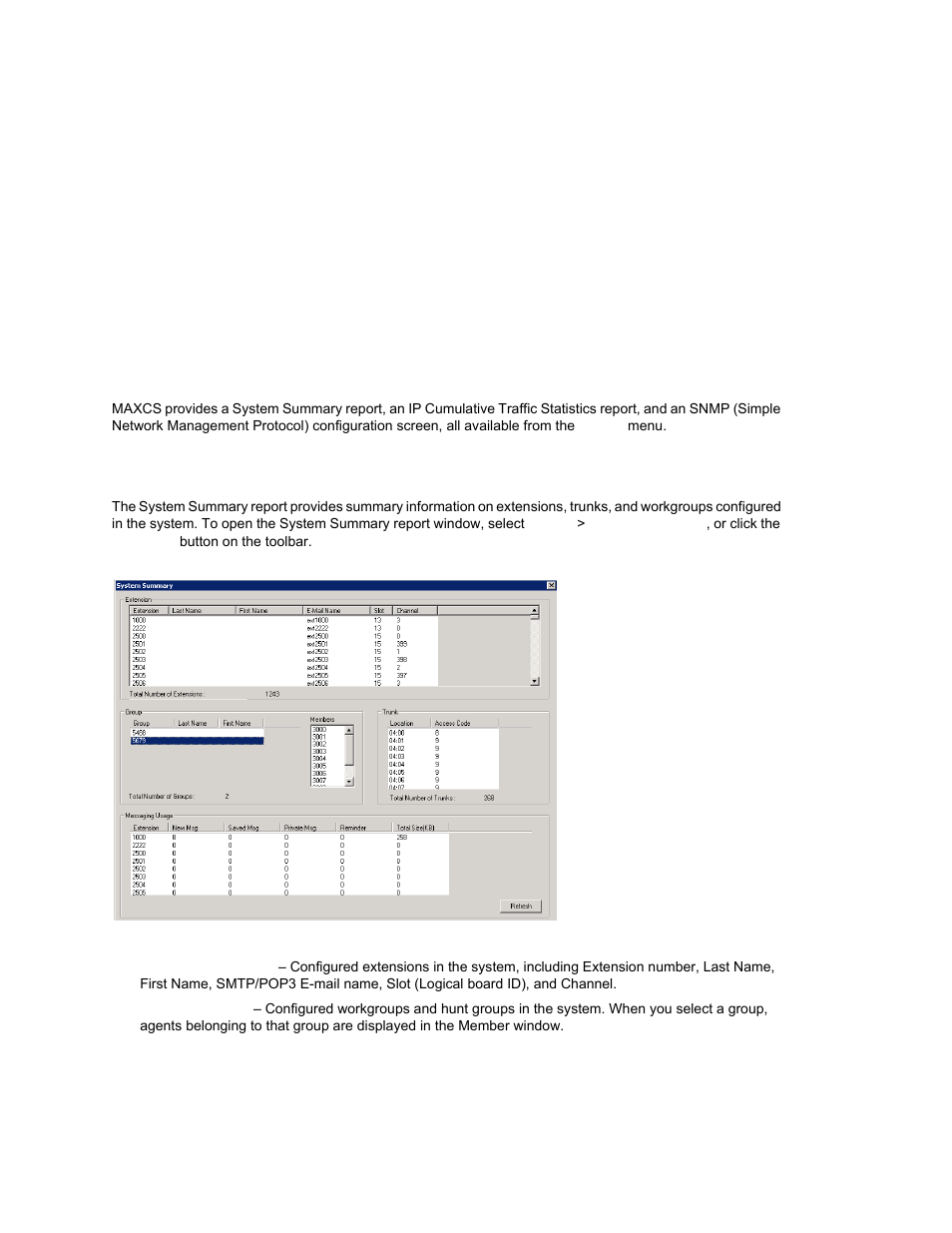 System report management, System summary report, Hapter | AltiGen MAXCS 7.0 Update 1 ACM Administration User Manual | Page 359 / 446