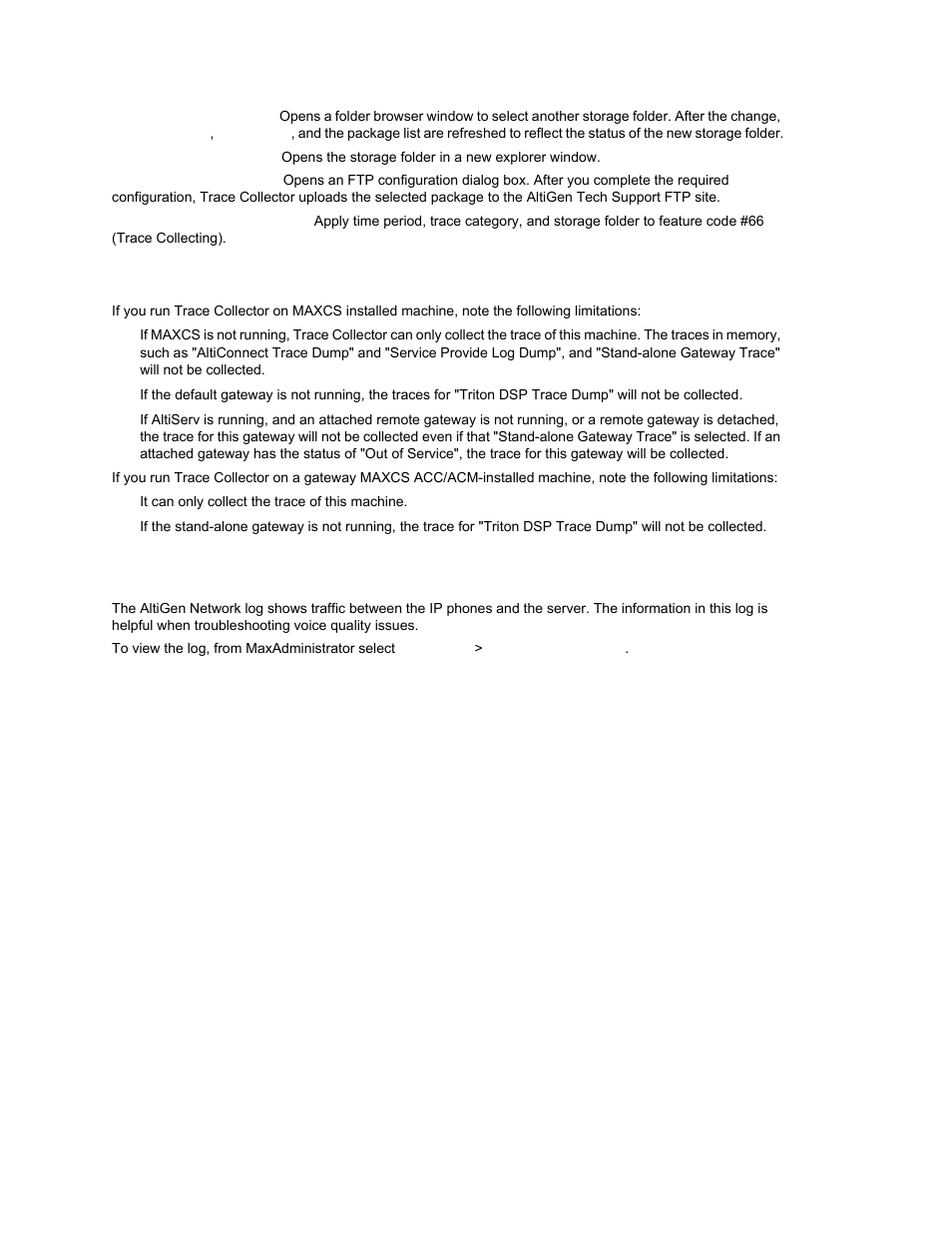 Limitations, Network log for altigen ip phones | AltiGen MAXCS 7.0 Update 1 ACM Administration User Manual | Page 399 / 446