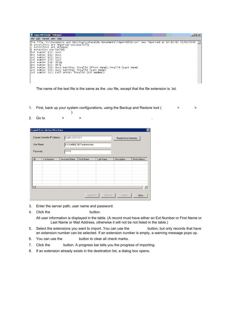 Importing extensions from the active directory | AltiGen MAXCS 7.0 Update 1 ACM Administration User Manual | Page 405 / 446